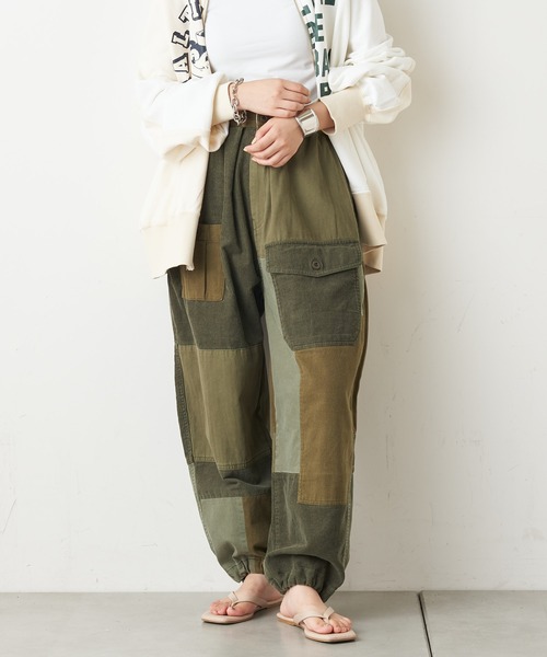 etsinta（エシンタ）の「【etsinta/エシンタ】コーディロイ切替ミリタリーパンツ（カーゴパンツ・レディース・ブラック/カーキ・ONE SIZE）」の3枚目の写真