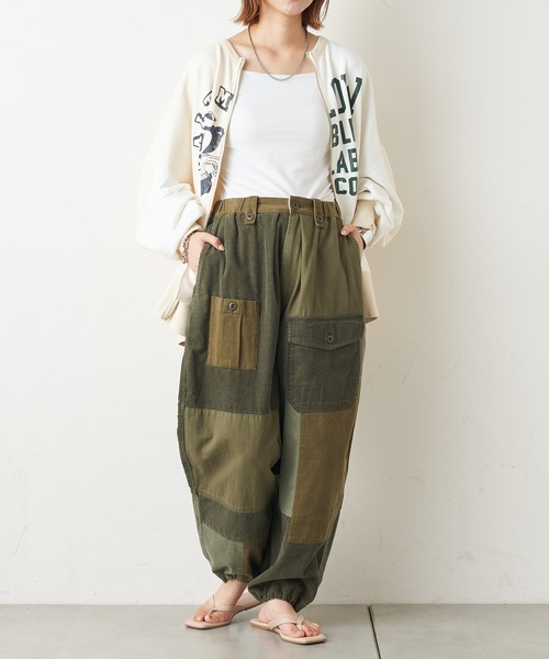 etsinta（エシンタ）の「【etsinta/エシンタ】コーディロイ切替ミリタリーパンツ（カーゴパンツ・レディース・ブラック/カーキ・ONE SIZE）」の8枚目の写真