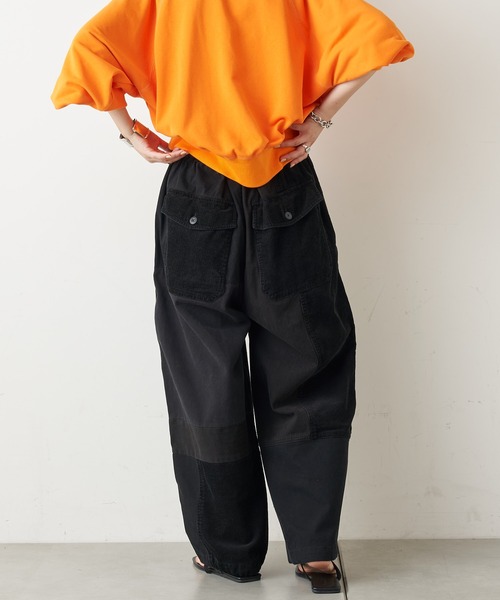 etsinta（エシンタ）の「【etsinta/エシンタ】コーディロイ切替ミリタリーパンツ（カーゴパンツ・レディース・ブラック/カーキ・ONE SIZE）」の12枚目の写真