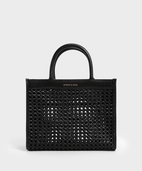CHARLES & KEITH（チャールズ & キース）の「ウーブンダブルハンドル トートバッグ / Woven Double Handle Tote Bag（トートバッグ・レディース・ホワイト/ブラック/ブラウン・M）」の3枚目の写真