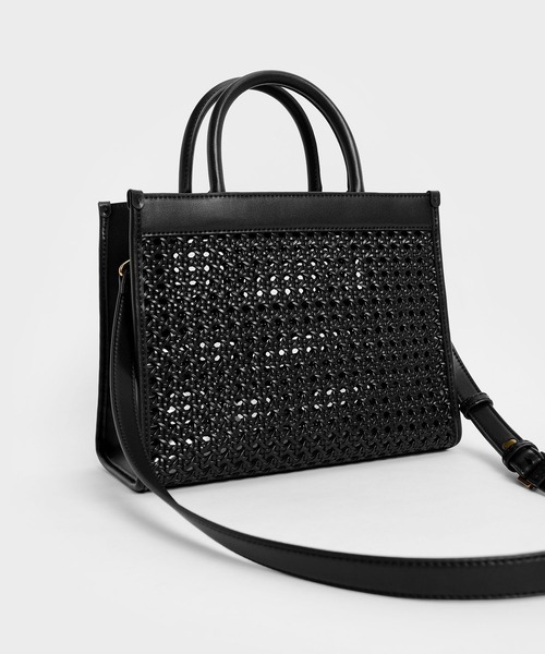 CHARLES & KEITH（チャールズ & キース）の「ウーブンダブルハンドル トートバッグ / Woven Double Handle Tote Bag（トートバッグ・レディース・ホワイト/ブラック/ブラウン・M）」の17枚目の写真