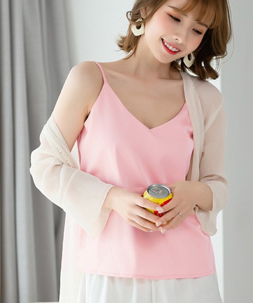 Anuenue(アヌエヌエ)の「とろみ素材キャミソール(キャミソール・レディース・ホワイト/ブラック/ピンク/ミント・2L/S/M/L)」の1枚目の写真