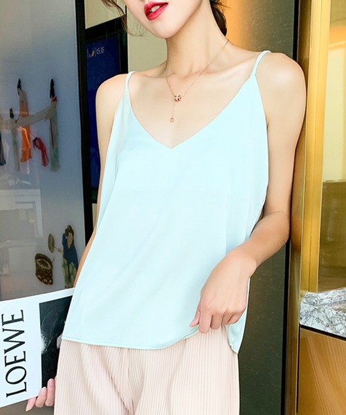 Anuenue(アヌエヌエ)の「とろみ素材キャミソール(キャミソール・レディース・ホワイト/ブラック/ピンク/ミント・2L/S/M/L)」の4枚目の写真