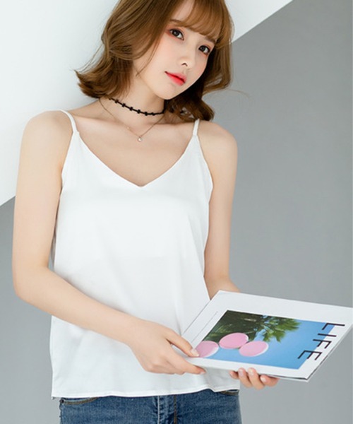 Anuenue(アヌエヌエ)の「とろみ素材キャミソール(キャミソール・レディース・ホワイト/ブラック/ピンク/ミント・2L/S/M/L)」の14枚目の写真