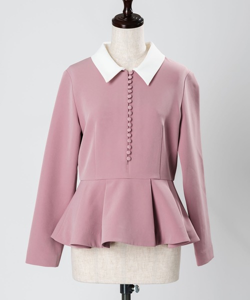 新品タグ付 JENNE ジェンヌ くるみボタン ペプラムブラウス シャツ L くるみボタン ペプラムブラウス（シャツ/ブラウス）｜JENNE（ジェンヌ