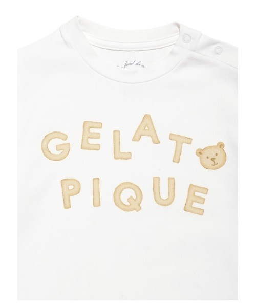 gelato pique（ジェラートピケ）の「【BABY】 クッキーロゴ baby Tシャツ（ベビーパジャマ/スリーパー・キッズ・オフホワイト/ピンク・80/70）」の6枚目の写真