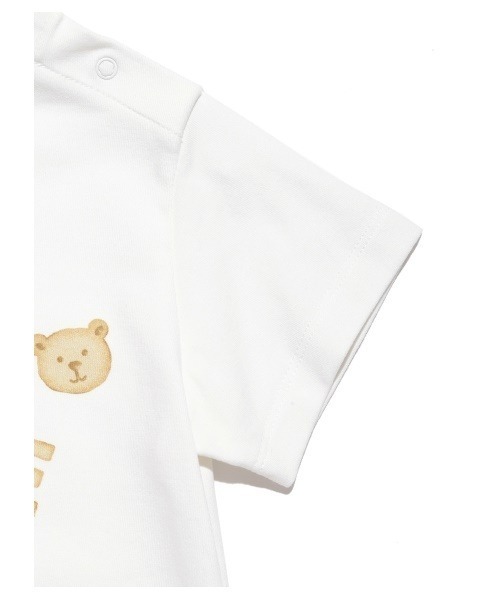 gelato pique（ジェラートピケ）の「【BABY】 クッキーロゴ baby Tシャツ（ベビーパジャマ/スリーパー・キッズ・オフホワイト/ピンク・80/70）」の5枚目の写真