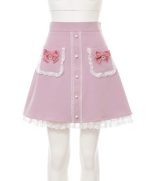 Secret Honey（シークレットハニー）の「フリルポケット配色台形スカート（スカート・レディース・ピンク/ブラック/グレー・MEDIUM）」の11枚目の写真