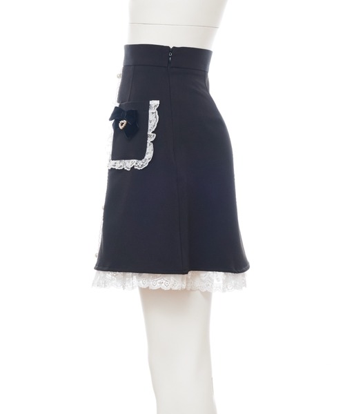 Secret Honey（シークレットハニー）の「フリルポケット配色台形スカート（スカート・レディース・ピンク/ブラック/グレー・MEDIUM）」の5枚目の写真