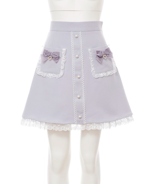 Secret Honey（シークレットハニー）の「フリルポケット配色台形スカート（スカート・レディース・ピンク/ブラック/グレー・MEDIUM）」の15枚目の写真