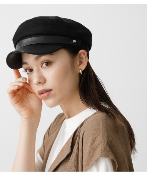 AZUL by moussy（アズールバイマウジー）の「ECO SUEDE MARINE CASQUETTE/エコスエードマリンキャスケット（キャスケット・レディース・ブラック/ベージュ/ダークグレー・FREE）」の16枚目の写真