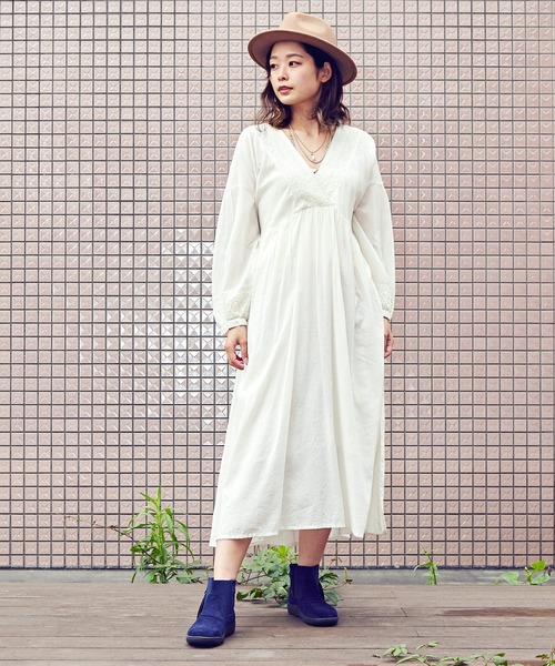 チャイハネ（チャイハネ）の「【チャイハネ】ジプラー刺繍カシュクールワンピース（ワンピース・レディース・ホワイト/オレンジ/ブルー・FREE）」の20枚目の写真