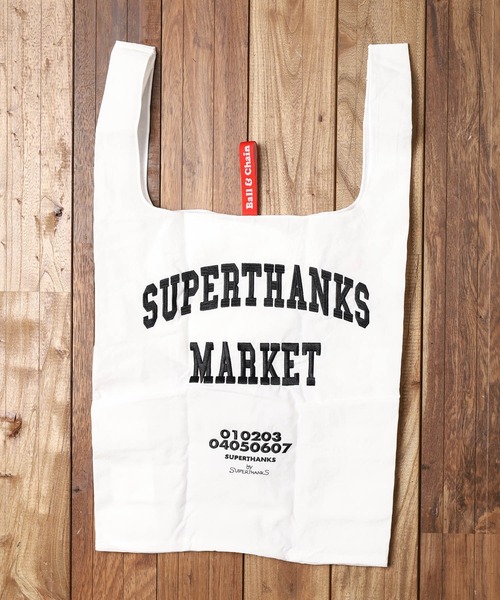 SUPERTHANKS（スーパーサンクス）の「【Ja】【SUPERTHANKS】COLLEGE LOGO ECO BAG（エコバッグ/サブバッグ・レディース・ホワイト×ブラック/ホワイト系その他/ブラック×ホワイト・FREE）」の2枚目の写真