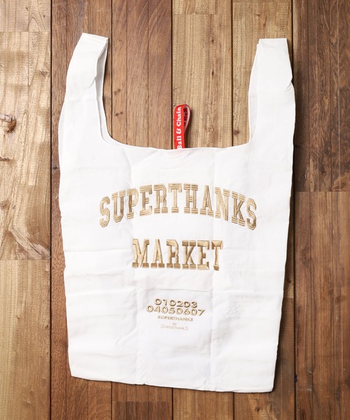 SUPERTHANKS（スーパーサンクス）の「【Ja】【SUPERTHANKS】COLLEGE LOGO ECO BAG（エコバッグ/サブバッグ・レディース・ホワイト×ブラック/ホワイト系その他/ブラック×ホワイト・FREE）」の3枚目の写真