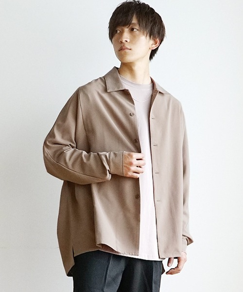 MinoriTY（マイノリティ）の「【MinoriTY】落ち感ビッグドルマンシャツ オーバーサイズシャツ メンズ シャツジャケット ドルマンスリーブシャツ 秋服 長袖（シャツ/ブラウス・メンズ・ブラック/カーキ/モカ/パープル系その他/チャコール/グリーン/グレー/ベージュ/ネイビー/ダークグリーン/グレイッシュベージュ・S/M/L）」の5枚目の写真