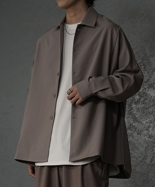 MinoriTY（マイノリティ）の「【MinoriTY】落ち感ビッグドルマンシャツ オーバーサイズシャツ メンズ シャツジャケット ドルマンスリーブシャツ 秋服 長袖（シャツ/ブラウス・メンズ・ブラック/カーキ/モカ/パープル系その他/チャコール/グリーン/グレー/ベージュ/ネイビー/ダークグリーン/グレイッシュベージュ・S/M/L）」の6枚目の写真