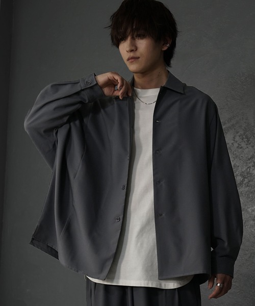 MinoriTY（マイノリティ）の「【MinoriTY】落ち感ビッグドルマンシャツ オーバーサイズシャツ メンズ シャツジャケット ドルマンスリーブシャツ 秋服 長袖（シャツ/ブラウス・メンズ・ブラック/カーキ/モカ/パープル系その他/チャコール/グリーン/グレー/ベージュ/ネイビー/ダークグリーン/グレイッシュベージュ・S/M/L）」の3枚目の写真