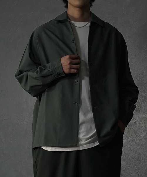 MinoriTY（マイノリティ）の「【MinoriTY】落ち感ビッグドルマンシャツ オーバーサイズシャツ メンズ シャツジャケット ドルマンスリーブシャツ 秋服 長袖（シャツ/ブラウス・メンズ・ブラック/カーキ/モカ/パープル系その他/チャコール/グリーン/グレー/ベージュ/ネイビー/ダークグリーン/グレイッシュベージュ・S/M/L）」の7枚目の写真