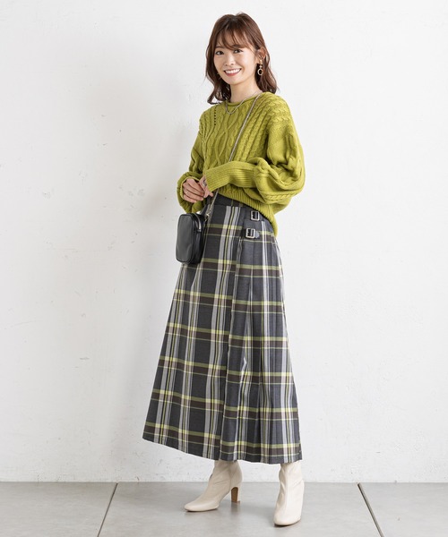 prose verse（プロズヴェール）の「タータンチェックサイドベルトスカート（スカート・レディース・チャコールグレー/ブルー・MEDIUM）」の5枚目の写真