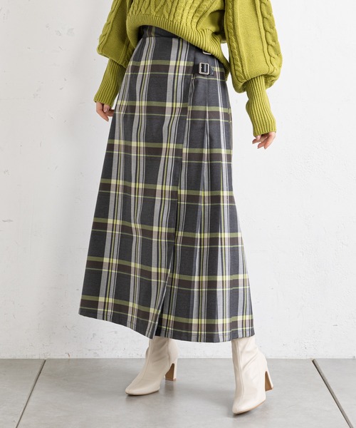 prose verse（プロズヴェール）の「タータンチェックサイドベルトスカート（スカート・レディース・チャコールグレー/ブルー・MEDIUM）」の10枚目の写真