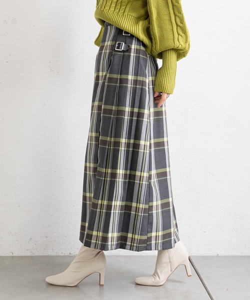 prose verse（プロズヴェール）の「タータンチェックサイドベルトスカート（スカート・レディース・チャコールグレー/ブルー・MEDIUM）」の11枚目の写真