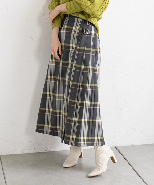 prose verse（プロズヴェール）の「タータンチェックサイドベルトスカート（スカート・レディース・チャコールグレー/ブルー・MEDIUM）」の15枚目の写真