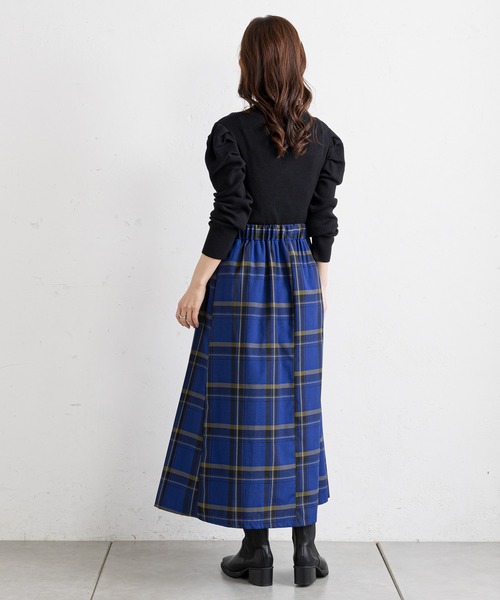 prose verse（プロズヴェール）の「タータンチェックサイドベルトスカート（スカート・レディース・チャコールグレー/ブルー・MEDIUM）」の19枚目の写真