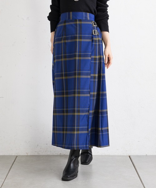 prose verse（プロズヴェール）の「タータンチェックサイドベルトスカート（スカート・レディース・チャコールグレー/ブルー・MEDIUM）」の22枚目の写真
