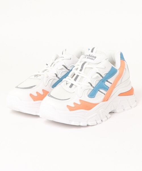STYLEBLOCK（スタイルブロック）の「リフレクターダッドスニーカー（スニーカー・レディース・オレンジ/ブルー・38/39/37/40/35/36）」の4枚目の写真