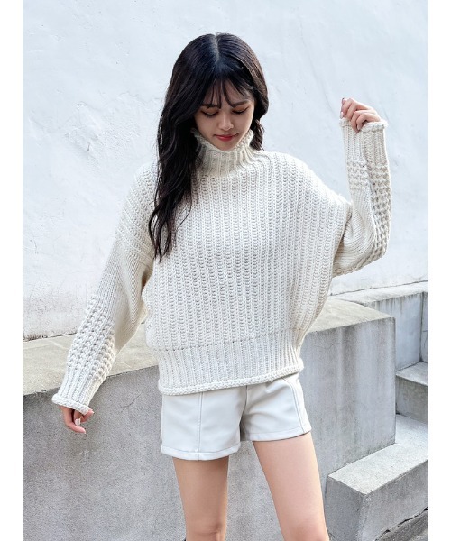 ENVYM（アンビー）の「ローゲージスウィッチングニット（ニット/セーター・レディース・ホワイト/ベージュ/グレー・FREE）」の17枚目の写真