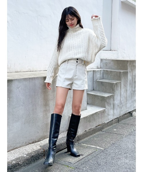 ENVYM（アンビー）の「ローゲージスウィッチングニット（ニット/セーター・レディース・ホワイト/ベージュ/グレー・FREE）」の4枚目の写真