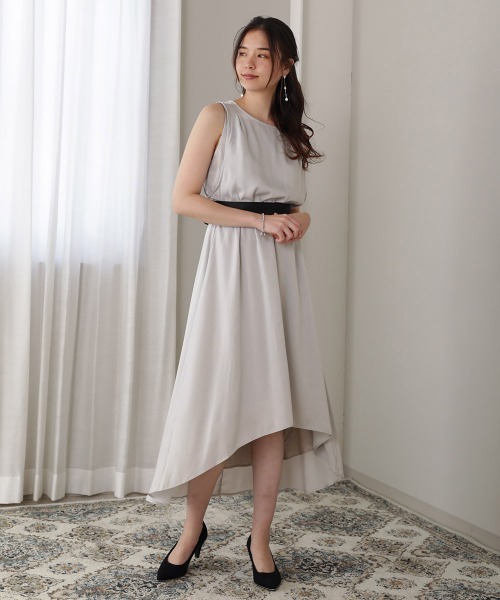 Bou Jeloud（ブージュルード）の「フィッシュテールウエストリボンワンピース（ドレス・レディース・ライトグレー/ネイビー/ピンク/グリーン・38）」の2枚目の写真