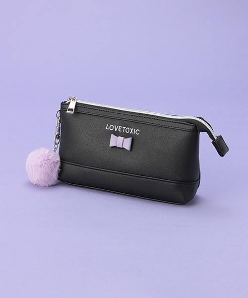 LOVETOXIC（ラブトキシック）の「ポンポンつきポーチ（ポーチ・キッズ・ベージュ/ブラック/マルチ・FREE）」の2枚目の写真