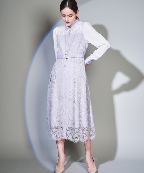 Diagram ダイアグラム レース切替えシャツワンピース ブラック 38