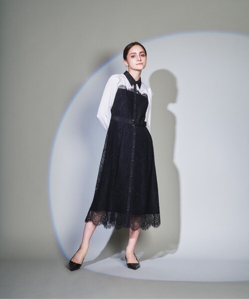 Diagram ダイアグラム レース切替えシャツワンピース ブラック 38