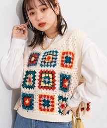 クロシェ編みカラーベスト