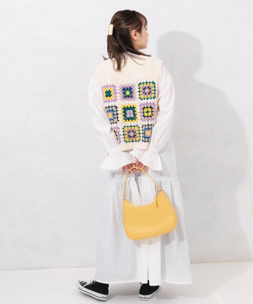 nemne store(ネンネストア)の「クロシェ編みカラーベスト(ベスト・レディース・パープル/レッド・フリー)」の15枚目の写真