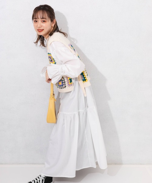 nemne store(ネンネストア)の「クロシェ編みカラーベスト(ベスト・レディース・パープル/レッド・フリー)」の10枚目の写真