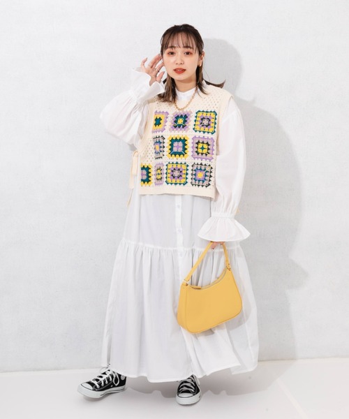 nemne store(ネンネストア)の「クロシェ編みカラーベスト(ベスト・レディース・パープル/レッド・フリー)」の13枚目の写真