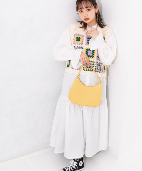nemne store(ネンネストア)の「クロシェ編みカラーベスト(ベスト・レディース・パープル/レッド・フリー)」の9枚目の写真