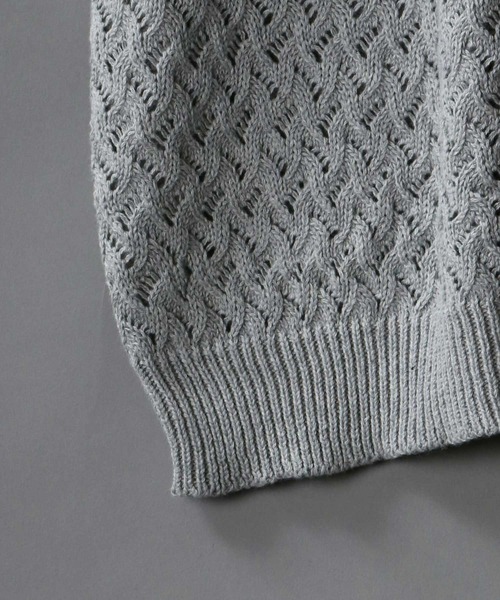 SITRY（シトリー）の「Openwork knitting vest/透かし編み ニットベスト（ベスト・メンズ・ブラック/グレー/グリーン/グレイッシュベージュ/ブルーグレー/ライトグリーン・M/L）」の11枚目の写真