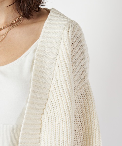 SPIRALGIRL（スパイラルガール）の「畦編みブリーチニットカーディガン（カーディガン/ボレロ・レディース・ネイビー/オフホワイト/オレンジ・FREE）」の11枚目の写真