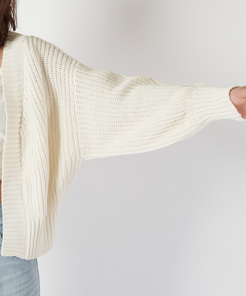 SPIRALGIRL（スパイラルガール）の「畦編みブリーチニットカーディガン（カーディガン/ボレロ・レディース・ネイビー/オフホワイト/オレンジ・FREE）」の12枚目の写真