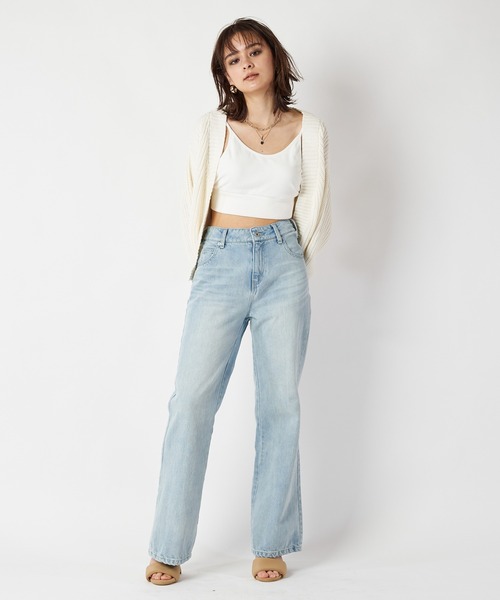 SPIRALGIRL（スパイラルガール）の「畦編みブリーチニットカーディガン（カーディガン/ボレロ・レディース・ネイビー/オフホワイト/オレンジ・FREE）」の14枚目の写真