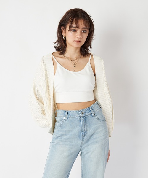 SPIRALGIRL（スパイラルガール）の「畦編みブリーチニットカーディガン（カーディガン/ボレロ・レディース・ネイビー/オフホワイト/オレンジ・FREE）」の15枚目の写真