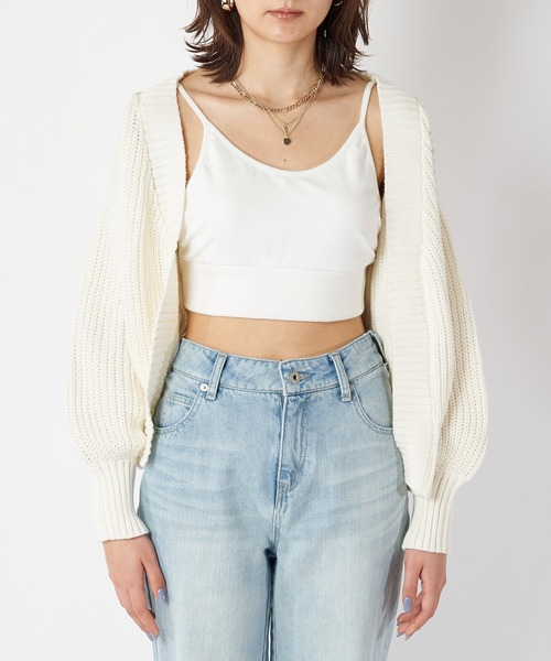 SPIRALGIRL（スパイラルガール）の「畦編みブリーチニットカーディガン（カーディガン/ボレロ・レディース・ネイビー/オフホワイト/オレンジ・FREE）」の16枚目の写真