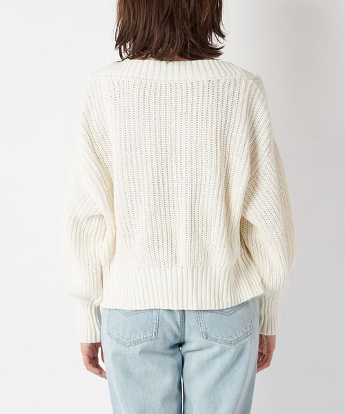 SPIRALGIRL（スパイラルガール）の「畦編みブリーチニットカーディガン（カーディガン/ボレロ・レディース・ネイビー/オフホワイト/オレンジ・FREE）」の18枚目の写真