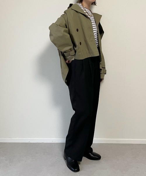 y/m by misato（イムバイミサト）の「エステルツイル２タックテーパードパンツ（その他パンツ・レディース・ブラック/オフホワイト/グレイッシュベージュ・FREE）」の14枚目の写真