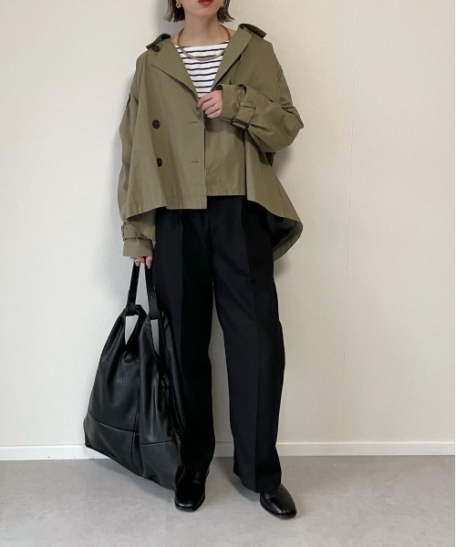 y/m by misato（イムバイミサト）の「エステルツイル２タックテーパードパンツ（その他パンツ・レディース・ブラック/オフホワイト/グレイッシュベージュ・FREE）」の13枚目の写真