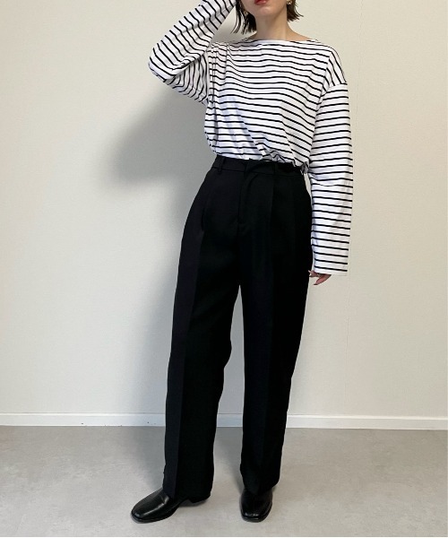 y/m by misato（イムバイミサト）の「エステルツイル２タックテーパードパンツ（その他パンツ・レディース・ブラック/オフホワイト/グレイッシュベージュ・FREE）」の10枚目の写真